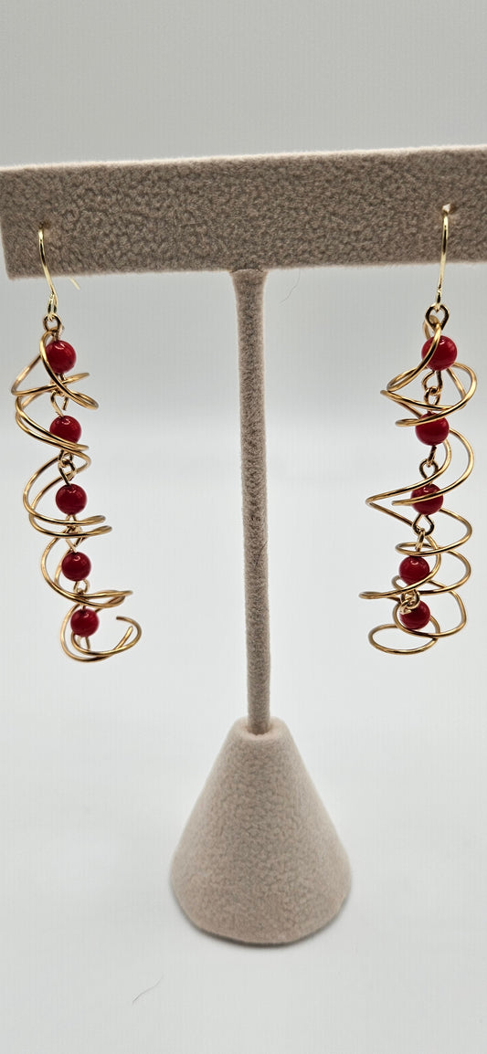 Caged Coral beads earrings